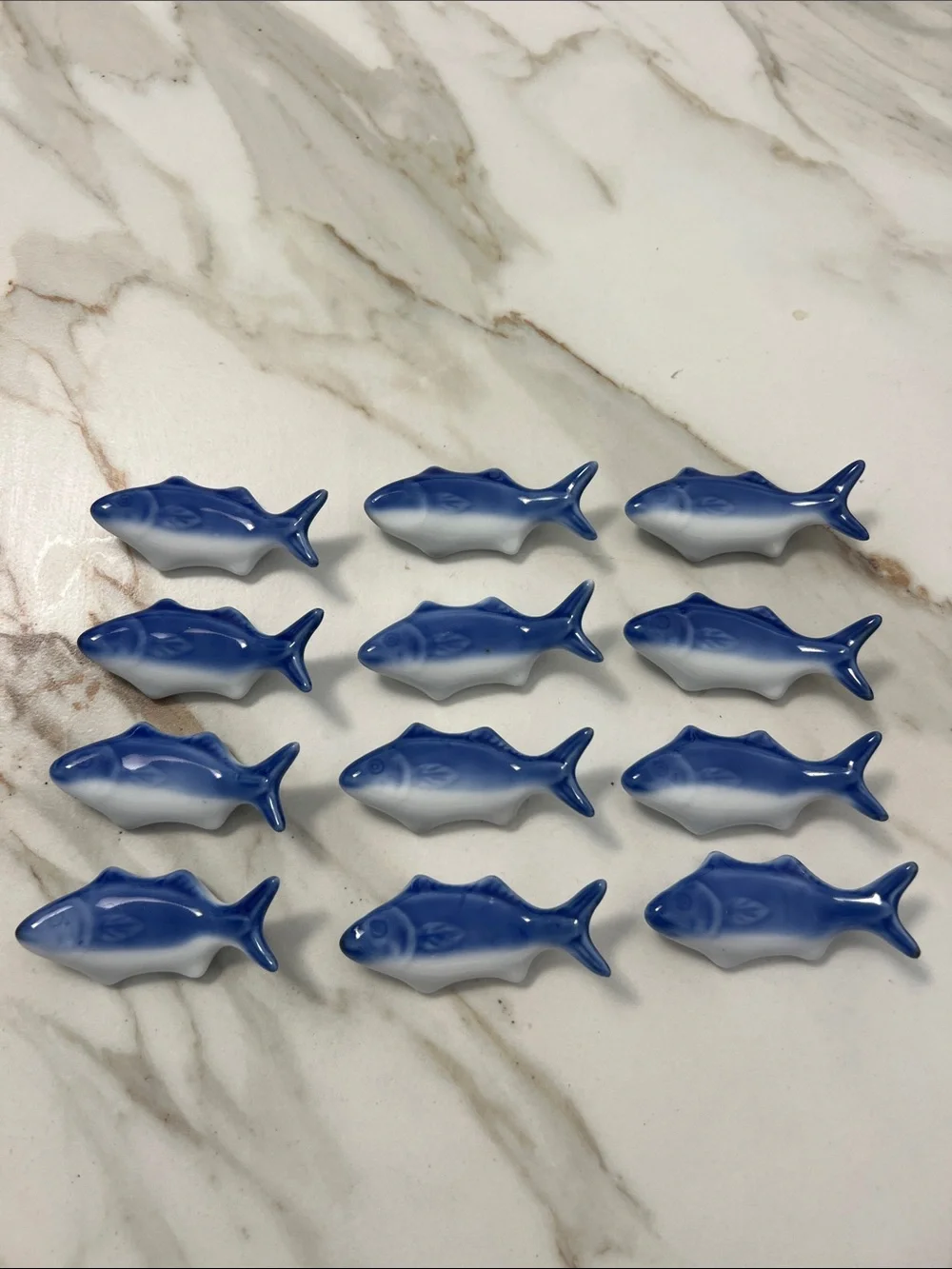 Blue Ceramic‎ Fish chopstick rests- Set of 12